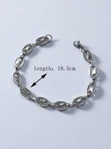 Men's Coffee Bean Link Bracelet, For Jewelry Gift And Party - Silver - View 5