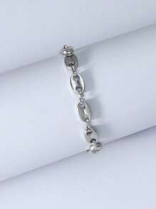 Men's Coffee Bean Link Bracelet, For Jewelry Gift And Party - Silver - View 4