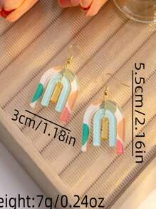 1pair Acrylic Multicolor U-Shaped Earrings - U Shape - View 3