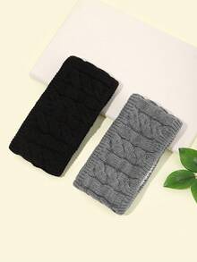 2pcs Women's Thick Knitted Headbands With Crossed Design, Retro Street Style, Wide Brim & Double-Layered For Warmth, Suitable For Daily Wear And Outdoor Activities - Multicolor - View 2