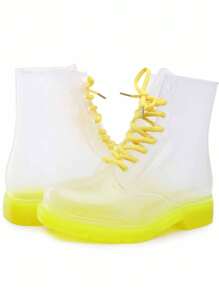 Botas De Lluvia Transparentes De Moda Para Mujer - Amarillo - Ver 7