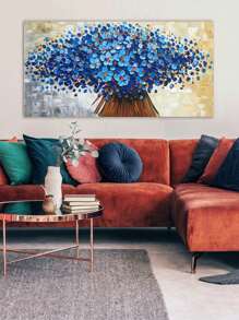 1入組藍色花卉油畫牆藝術海報,高清畫面印刷,防水油畫布牆藝術,現代抽象植物牆畫,非常適合客廳臥室和家居裝飾,精美禮物,無框畫 - 藍色 - 查看 1