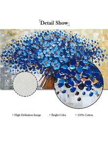 1入組藍色花卉油畫牆藝術海報,高清畫面印刷,防水油畫布牆藝術,現代抽象植物牆畫,非常適合客廳臥室和家居裝飾,精美禮物,無框畫 - 藍色 - 查看 6