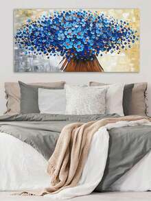 1入組藍色花卉油畫牆藝術海報,高清畫面印刷,防水油畫布牆藝術,現代抽象植物牆畫,非常適合客廳臥室和家居裝飾,精美禮物,無框畫 - 藍色 - 查看 4