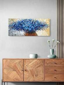 1入組藍色花卉油畫牆藝術海報,高清畫面印刷,防水油畫布牆藝術,現代抽象植物牆畫,非常適合客廳臥室和家居裝飾,精美禮物,無框畫 - 藍色 - 查看 3