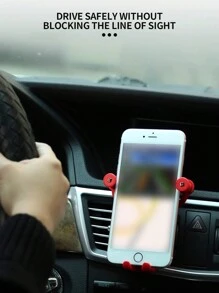 1pc Car Phone Holder Mount With Caishen Pattern For Air Vent, Navigation Stand For Car - Red - View 3