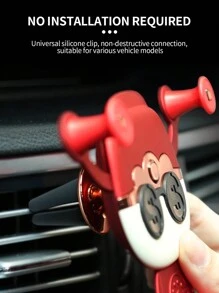 1pc Car Phone Holder Mount With Caishen Pattern For Air Vent, Navigation Stand For Car - Red - View 7