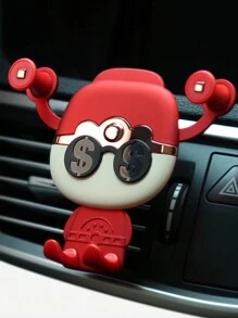 1pc Car Phone Holder Mount With Caishen Pattern For Air Vent, Navigation Stand For Car - Red - View 8