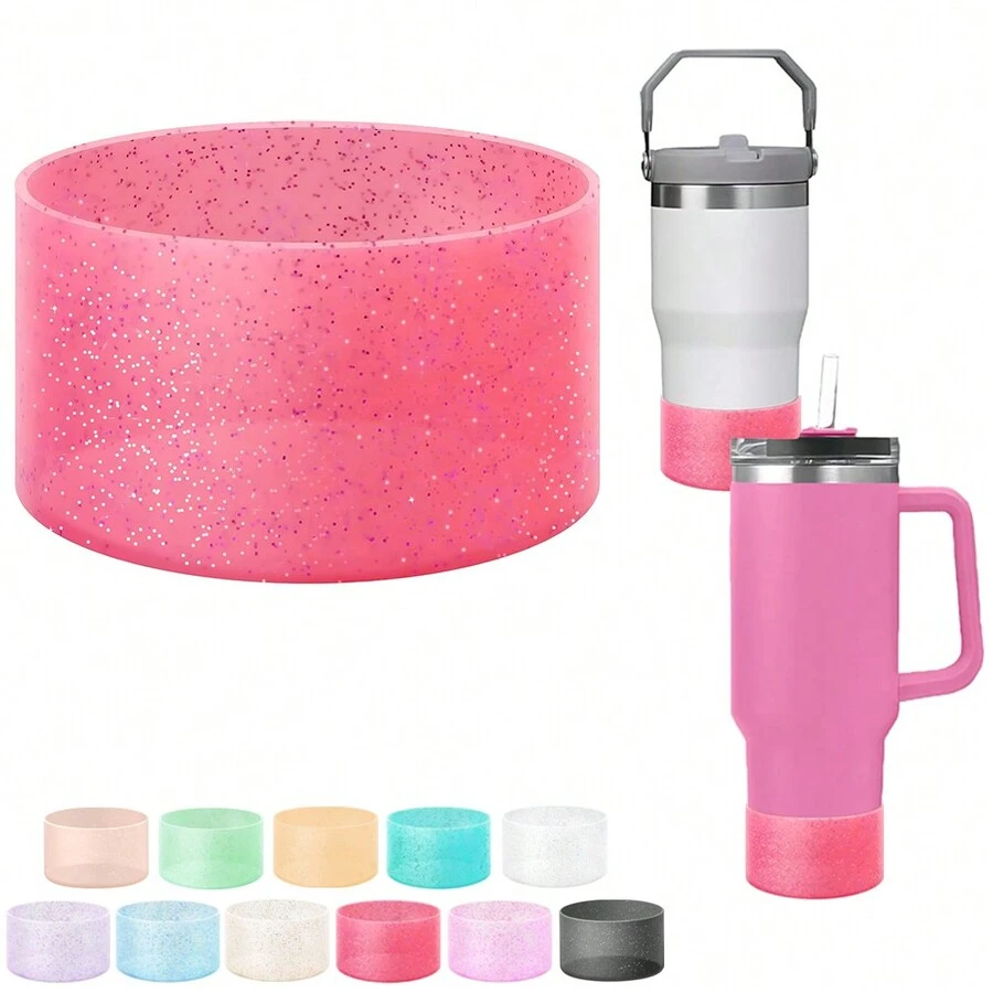 Bảo vệ Long lanh Silicone Khởi động , Tương thích với Con Lật đật & Bình nước 12-24oz Và Với Đáy , Bling Chống trượt Tay áo Che phủ - Màu Hồng Tươi - Xem 1