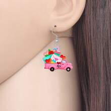 1 Pair Fashion Acrylic Christmas Tree Earrings Car Dangle Jewelry For Women Teens Girls Festival Party Gifts - Colorful - View 2