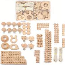 100 顆流蘇木珠套裝,29 顆矽膠珠 26 顆木珠,12 顆 20 毫米鉤針木珠,2 顆木夾,20 M 工藝繩,用於 Diy 珠寶製作 Diy 工藝流蘇（256-a） - 杏色 - 查看 8