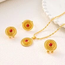 1pc Gold-Color Traditional Jewelry Set For Women, Wedding Party Gift Set - Royal Blue - View 5