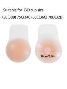 2pcs/set Women's Silicone Breast Lift Nipple Cover, Anti-exposure And Anti-sagging Adhesive Bra Pads - Apricot - View 2