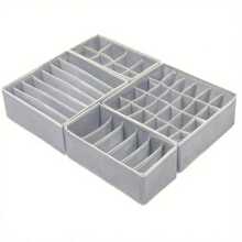 Hộp đựng đồ lót 4 cái/6 cái có ngăn, Đồ lót bằng vải không dệt có thể gập lại Hộp đựng ngăn kéo, Tủ đựng quần áo Hộp đựng có thể gập lại, Hộp đựng ngăn tủ quần áo ký túc xá - màu trắng ngà - Xem 10