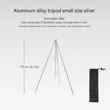1pc Silver-Color-Small Size Outdoor Aluminum Alloy Tripod Portable Bonfire/Camping/Bbq Stand, Foldable Triangle Support Rack For Hanging Pot - Silver-small - View 3