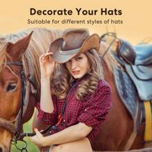 3 件/套女式牛仔帽附男式西式帽帶替換可調節尺寸女牛仔帽帶西式軟呢帽女式男式帽子首飾,不包括帽子 - 彩色 - 查看 7