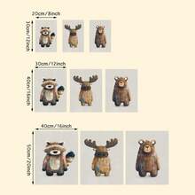 3pcs/Set Cartoon Raccoon, Deer, Brown Bear Forest Animal Nursery Wall Art Decor, Without Frame - Multicolor - View 5