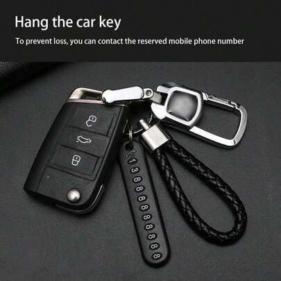 2pcs/Set Creative Personalized Car Keychain With Anti-Lost Number Plate Pendant For Motorcyclist, Households, Waist Or Bag Decoration