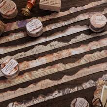 復古和紙膠帶,手工剪貼膠帶套裝,老報紙主題,燒焦手工外觀,diy藝術工藝,裝飾膠帶,貼紙 - 彩色 - 查看 7