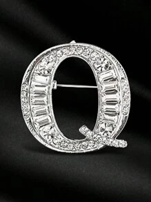 1pc 英文26字母胸针 水钻 典雅合金胸针 水钻镶嵌 典雅 胸花配饰 服装配饰 - 銀色 - 查看 18