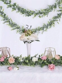 1 pièce/2 pièces/3 pièces, 70,86 pouces/5,9 pieds Décoration de maison Vignes de table artificielles, Couronne de fleurs d'eucalyptus vert avec feuilles d'eucalyptus dollar d'argent et couronne de fleurs de souffle de bébé. Fleurs et vignes artificielles en plastique. Saint-Valentin, Cadeau