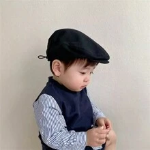 Baby Hat Spring/Autumn, Fashionable Forward Cap, Unisex Adjustable Newsboy Cap, Casual Beret, Baseball Cap For Clothing Matching - Black - View 7