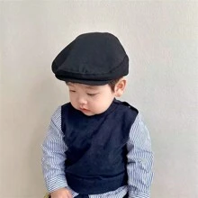 Baby Hat Spring/Autumn, Fashionable Forward Cap, Unisex Adjustable Newsboy Cap, Casual Beret, Baseball Cap For Clothing Matching - Black - View 8