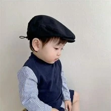 Baby Hat Spring/Autumn, Fashionable Forward Cap, Unisex Adjustable Newsboy Cap, Casual Beret, Baseball Cap For Clothing Matching - Black - View 10