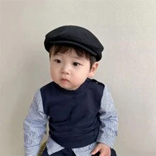 Baby Hat Spring/Autumn, Fashionable Forward Cap, Unisex Adjustable Newsboy Cap, Casual Beret, Baseball Cap For Clothing Matching - Black - View 9