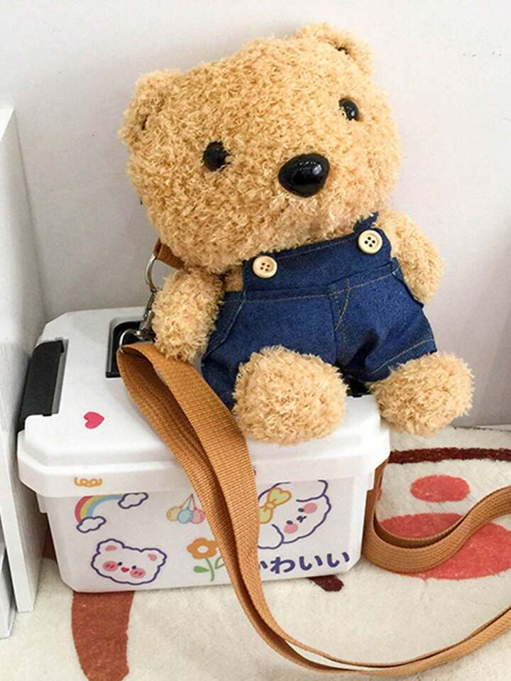1個 かわいい クマ型オーバーオール プラッシュバックパック