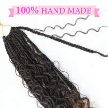 FULCRUM 12/14/18/24 Inch Goddess Boho Box Braids Crochet Hair Bohemian Box Braids With Curly Ends Synthetic Ombre Braiding Hair For Women & Girls - Coffee Brown - View 5