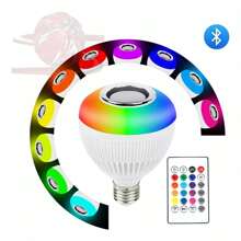 Control de bombilla LED Bluetooth para reproducir música, foco de altavoz que cambia de color RGB, control remoto para fiestas, hogar, decoraciones navideñas - Blanco - Ver 7