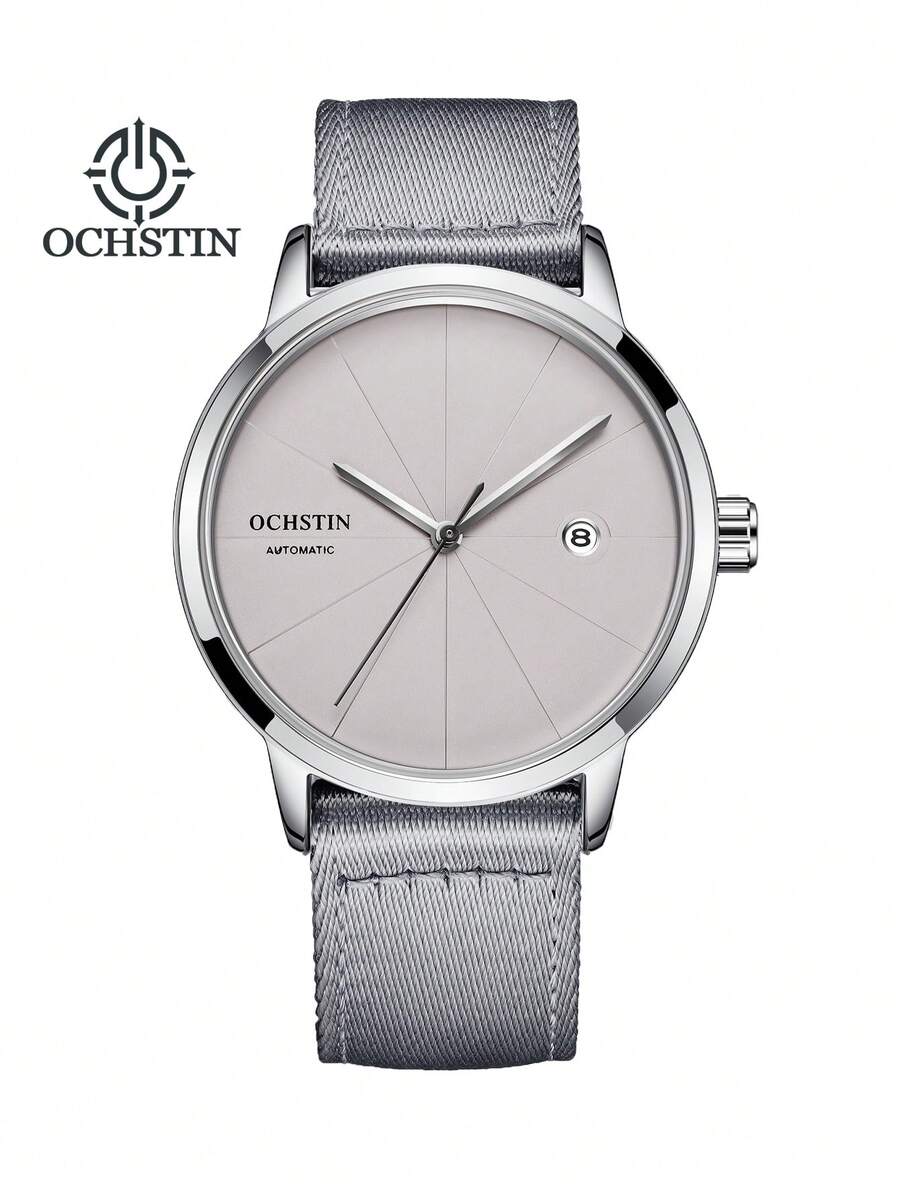 Ochstin時尚高端輕量化商務必備男士自動機械運動,防水,發光尼龍表帶機械腕表 - 灰色 - 查看 1