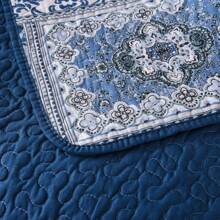 Qucover Tagesdecke Patchwork 220x240cm, Blau Bettüberwurf für Doppelbett Vintage Stil, Gesteppte Sommerdecke mit Kissen Set, aus Baumwolle & Polyester, Shabby chic - Blau - Übersicht 7