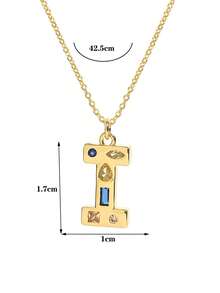 1 Pc Crystal Decor Gold Initial Necklace For Women Pendant Necklaces Daily Party Christmas Jewelry Gifts - Multicolor - View 30