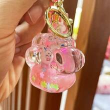 1入組流沙鑰匙圈女孩女人液態貓爪形浮動可愛動物液態瓶吊墜情侶禮物提袋吊墜車內擺件生日禮物派對禮品假日禮品掛牆裝飾珠寶配件 - 粉色 - 查看 3