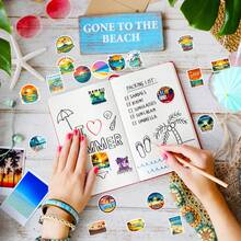 50張復古海灘貼紙夏季海灘個性塗鴉貼紙夏威夷海灘風景貼紙 - 彩色 - 查看 5