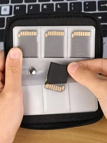 可放置22個卡槽的存儲卡袋、攜帶式錢包,分為4個大槽、18個小槽,適用於cf Sd/微型sd Micro Sd Sdhc Ms Ds遊戲配件的存儲盒 - 黑色 - 查看 3