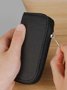 可放置22個卡槽的存儲卡袋、攜帶式錢包,分為4個大槽、18個小槽,適用於cf Sd/微型sd Micro Sd Sdhc Ms Ds遊戲配件的存儲盒 - 黑色 - 查看 4