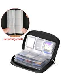 可放置22個卡槽的存儲卡袋、攜帶式錢包,分為4個大槽、18個小槽,適用於cf Sd/微型sd Micro Sd Sdhc Ms Ds遊戲配件的存儲盒 - 黑色 - 查看 1