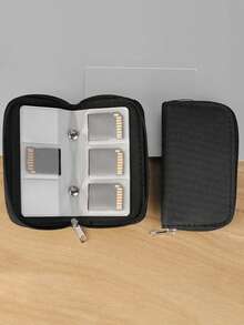 可放置22個卡槽的存儲卡袋、攜帶式錢包,分為4個大槽、18個小槽,適用於cf Sd/微型sd Micro Sd Sdhc Ms Ds遊戲配件的存儲盒 - 黑色 - 查看 2