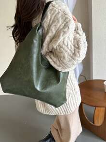Fashionable Korean Style Handbag, Autumn Winter New Arrival, Ins Shoulder & Tote Bag For Women - Green - View 1