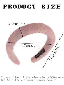 毛茸茸的針織頭帶,蓬鬆的海綿填充的頭箍,針織條寬髮箍,冬季潤澤髮帶,女孩頭飾髮飾 - 粉紅色 - 查看 10