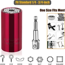 插頭扳手套裝專業插頭夾頭轉接器1/4至3/4英寸(7-19毫米)棘輪扳手電動工具轉接器禮物,男士丈夫父親爸爸diy工具人 - 紅色 - 查看 3