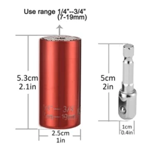 插頭扳手套裝專業插頭夾頭轉接器1/4至3/4英寸(7-19毫米)棘輪扳手電動工具轉接器禮物,男士丈夫父親爸爸diy工具人 - 紅色 - 查看 2
