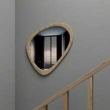 Asymmetrical Natural Wood Wall Frame Mirror,Irregular Mirror,Abstract Assymetrical Decorative Mirror,For Living Room Bedroom Bathroom Home Decor