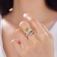 S925純銀簡約百搭小眾設計創意活人戒指適合女士日常佩戴、約會、旅行 - 白色 - 查看 1