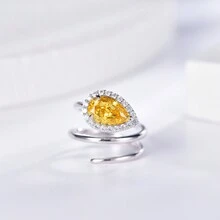 S925純銀簡約百搭小眾設計創意活人戒指適合女士日常佩戴、約會、旅行 - 白色 - 查看 2