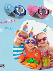 Máquina electrónica de juegos para mascotas, dispositivo portátil para criar animales, juguete de rompecabezas virtual para alimentación de animales,2 Pieza Huevos Mascota Virtual Juguete Digital Juego Led ,adecuado para niños y adultos - Rosa Fucsia - Ver 4