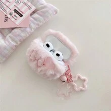 Funda fashionable en forma de corazón con lazo suave y esponjoso compatible con AirPods 1/2/AirPods Pro/AirPods 3/AirPods Pro (2da Generación), sin incluir los AirPods